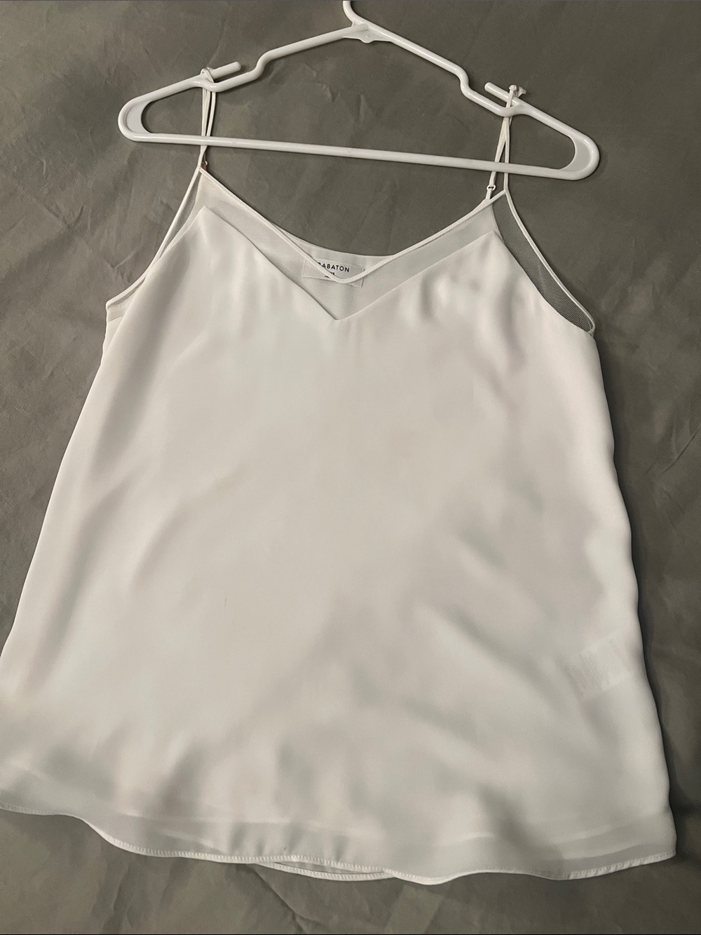 Babaton Ivory V-Neck Satin-Like Camisole Tank